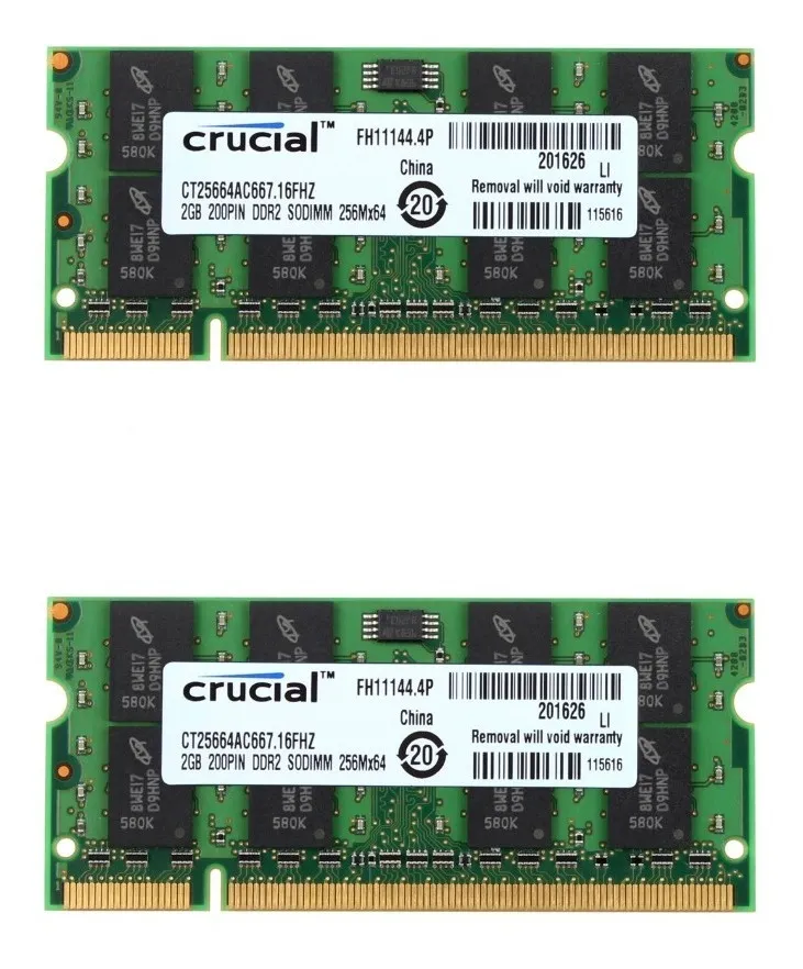 Lote 2 Ram Crucial 4gb Laptop 667mhz 2 X 2gb – Outlet Computer