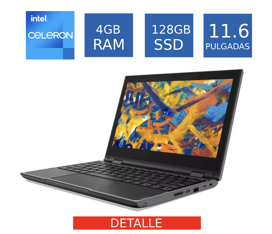 Laptop Lenovo 300e 4GB RAM 128GB SSD Touch Windows Detalle Pantalla (Reacondicionado)