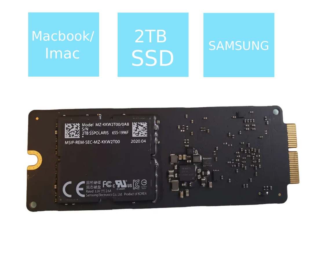 Samsung SSD 2TB M.2 PCIe para MacBook Pro 2013-2015 e iMac 2017-2019 – Reacondicionado