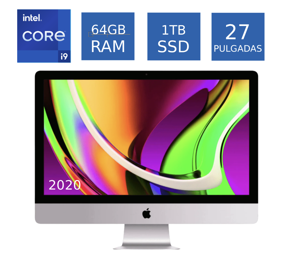 Computadora Apple Imac 2020 I9 64gb Ram 1tb Ssd Radeon 5700XT 16gb 27 Pulgadas 5k (Reacondicionado)