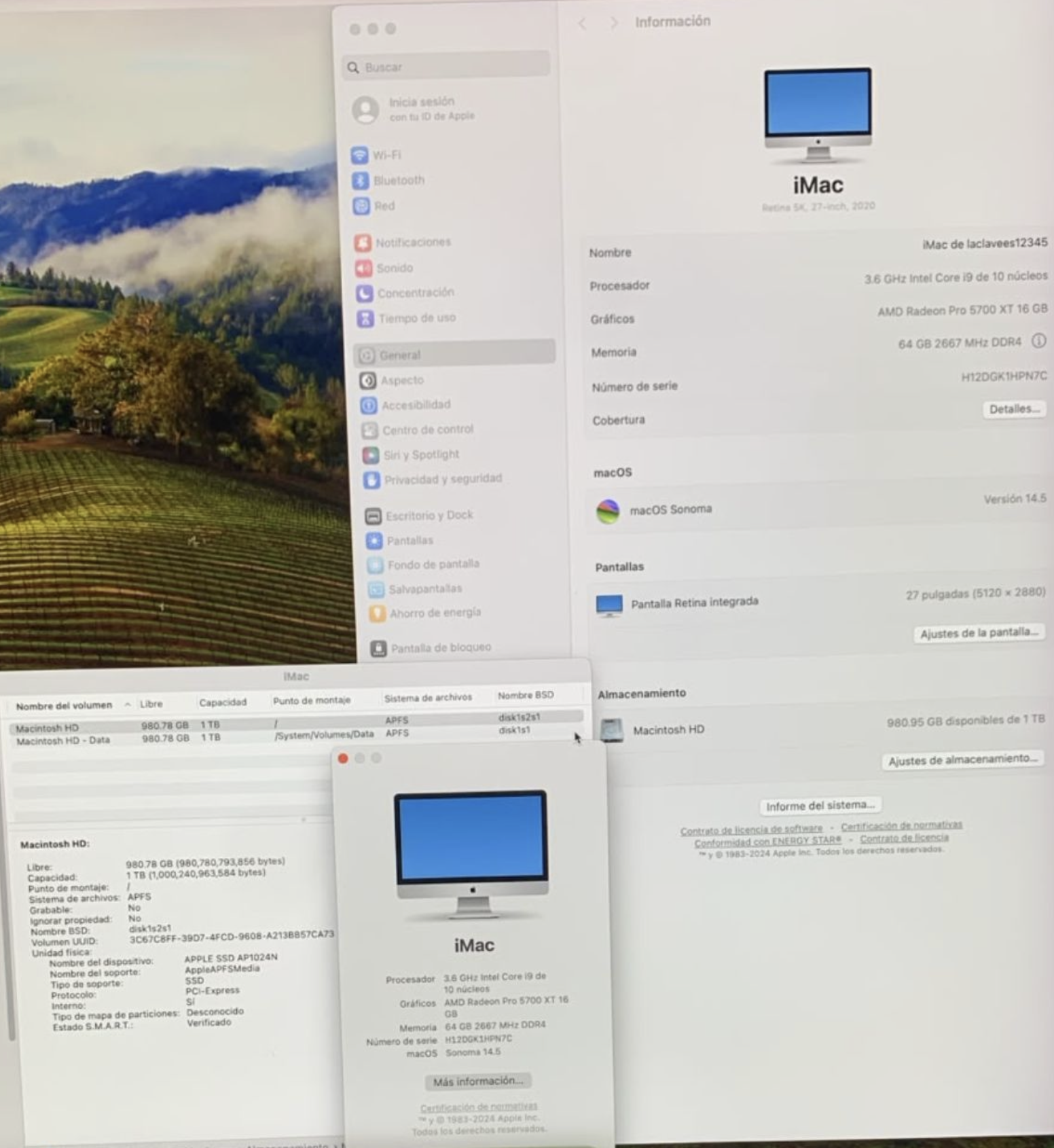 Computadora Apple Imac 2020 I9 64gb Ram 1tb Ssd Radeon 5700XT 16gb 27 Pulgadas 5k (Reacondicionado) - Image 2