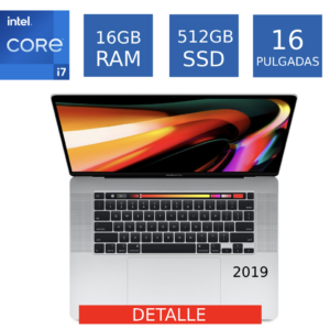 Macbook Pro 2019 Core I7 2.6ghz 16gb Ram 512gb Ssd 16 Pulgadas Detalle Pantalla (Reacondicionado)