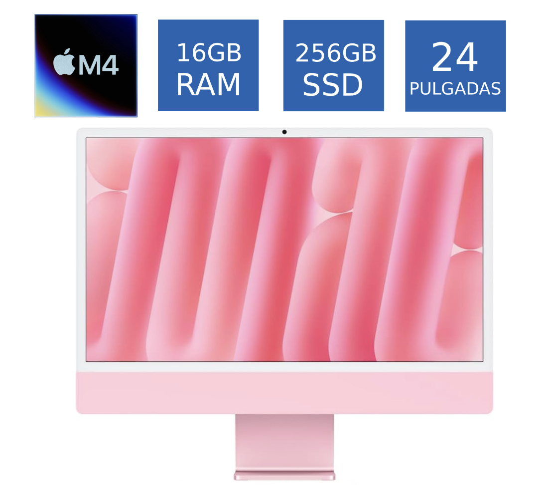 Apple Imac 2024 M4 16GB Ram 256GB Ssd Color Rosa 24 Pulgadas (Reacondicionado)