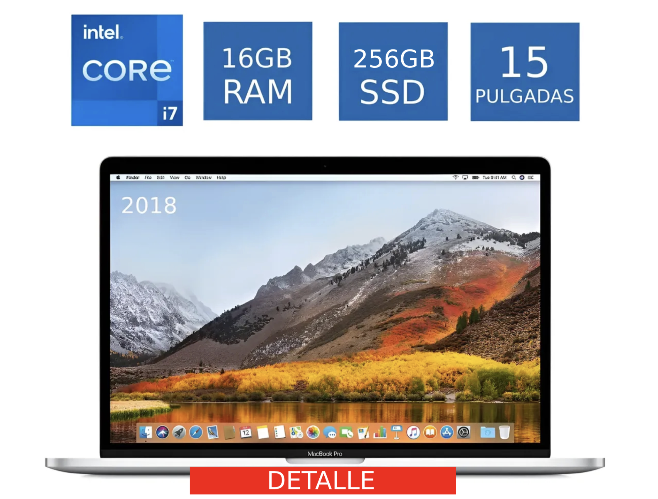 Laptop Apple MacBook Pro 2018 Core i7 2.2 16GB RAM 256GB SSD 15.4 Pulgadas Detalle Mínimo Pantalla (Reacondicionado)