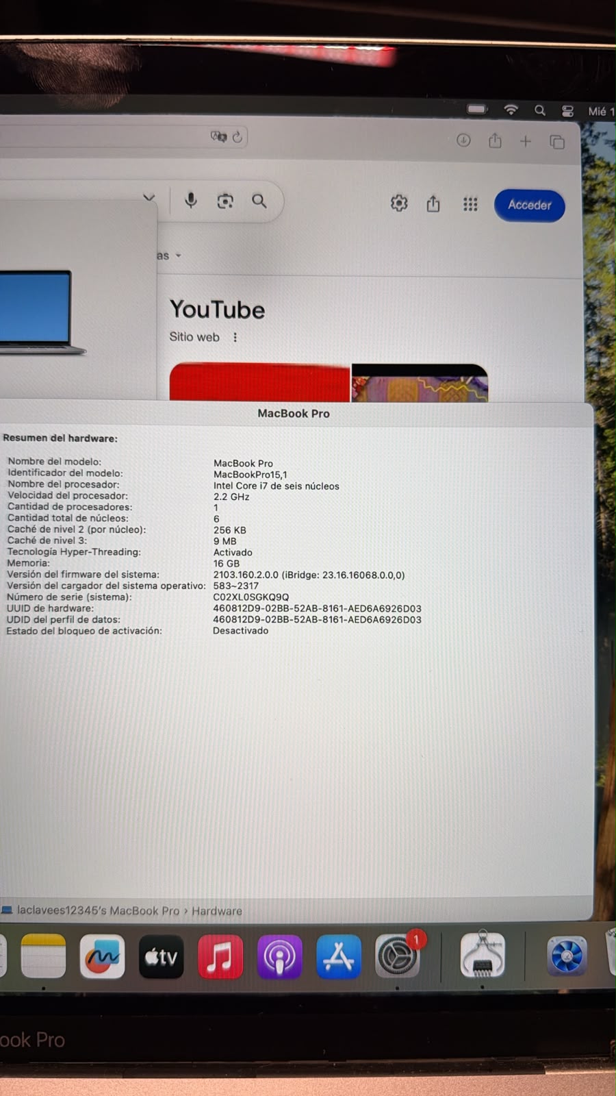 Laptop Apple MacBook Pro 2018 Core i7 2.2 16GB RAM 512GB SSD 15.4 Pulgadas Detalle Mínimo Pantalla (Reacondicionado) - Image 5