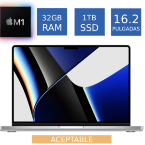 Apple MacBook Pro 16” 2021 M1 Pro 32GB RAM 1TB SSD 16-Core GPU A2485 ACEPTABLE (Reacondicionado)